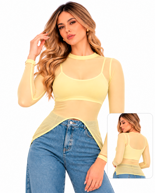 Blusa de Malla 2 en 1 con Top Interior Ref 4741