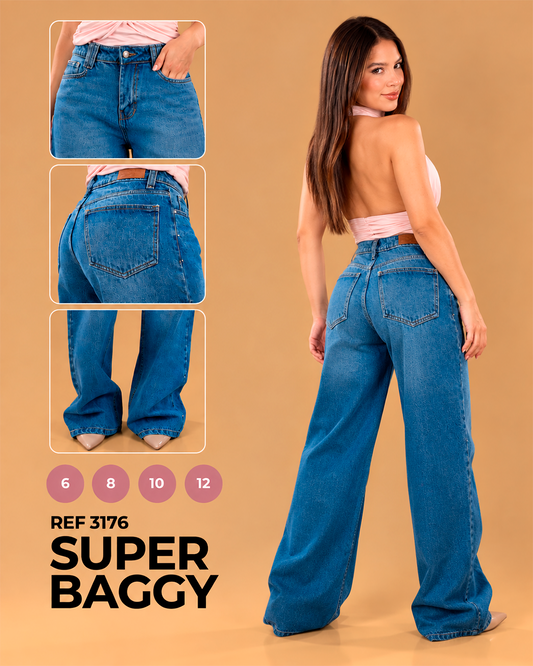 Super Baggy Azul Medio de Pierna Extra Ancha Ref 3176