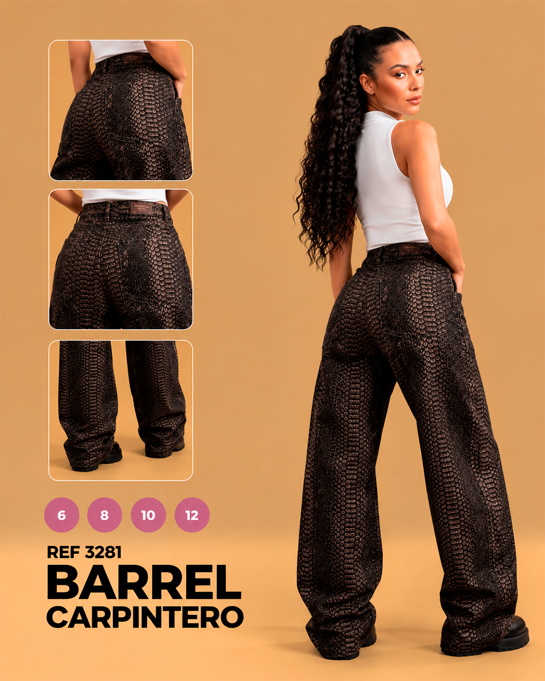 Barrel Carpintero Estampado Reptil