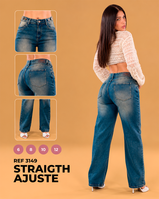 Straight con Ajuste en la Cintura y Lavado Vintage