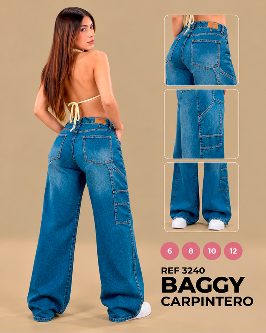 Baggy Carpintero Azul con Bolsillos Laterales