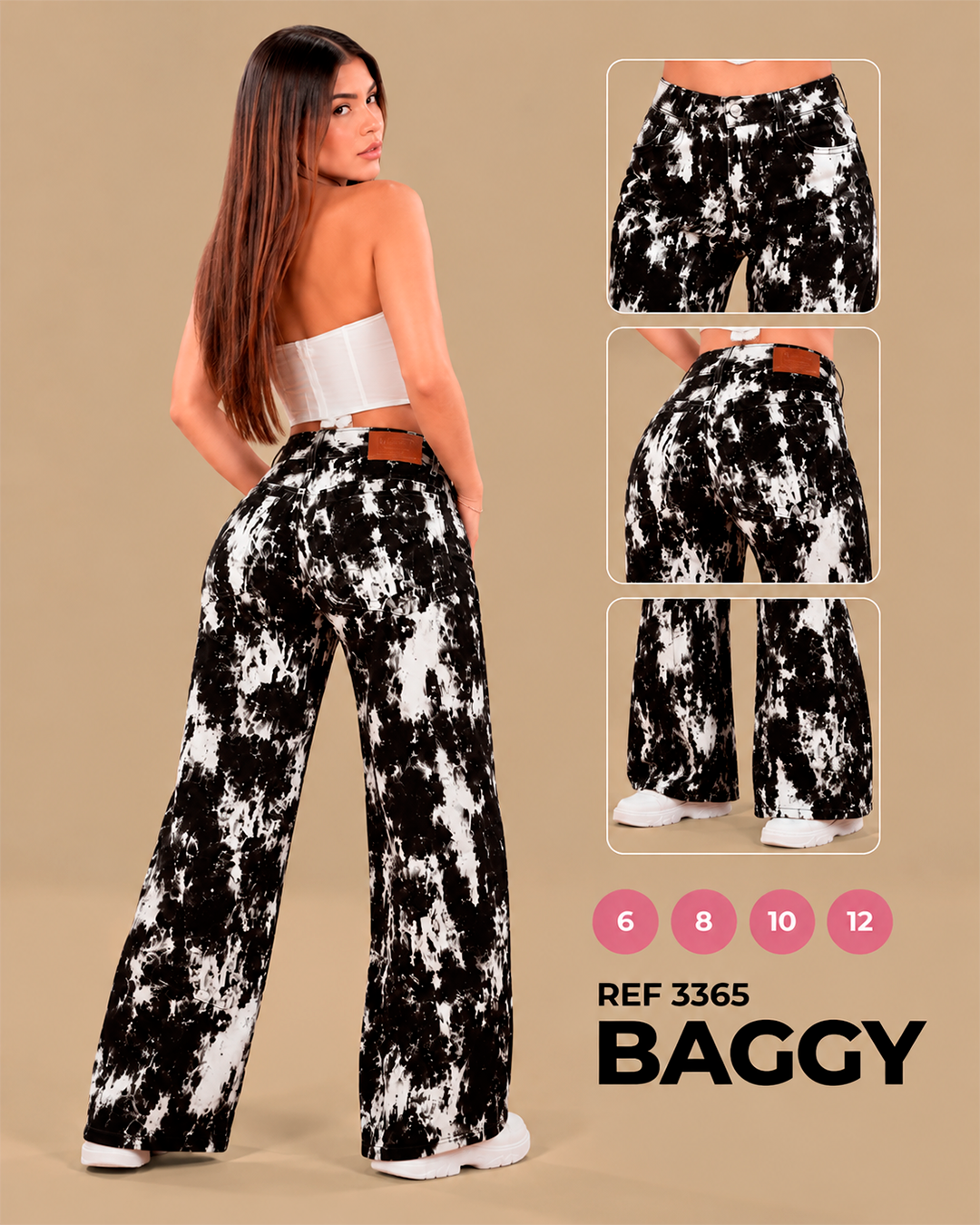 Baggy Tie Dye Blanco y Negro