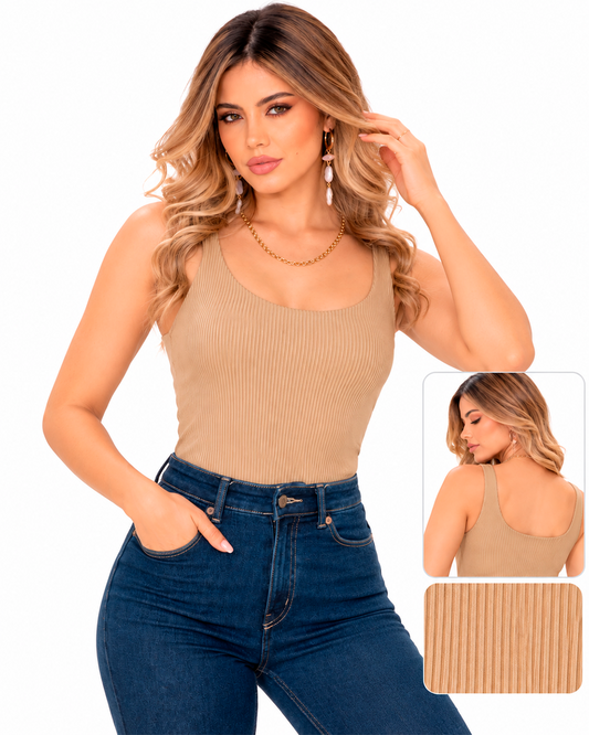 Body Acanalado Mujer Escote Redondo Ref 4760