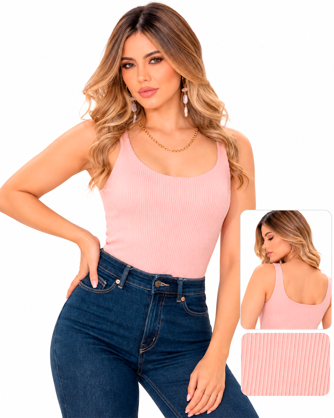 Body Acanalado Mujer Escote Redondo Ref 4760