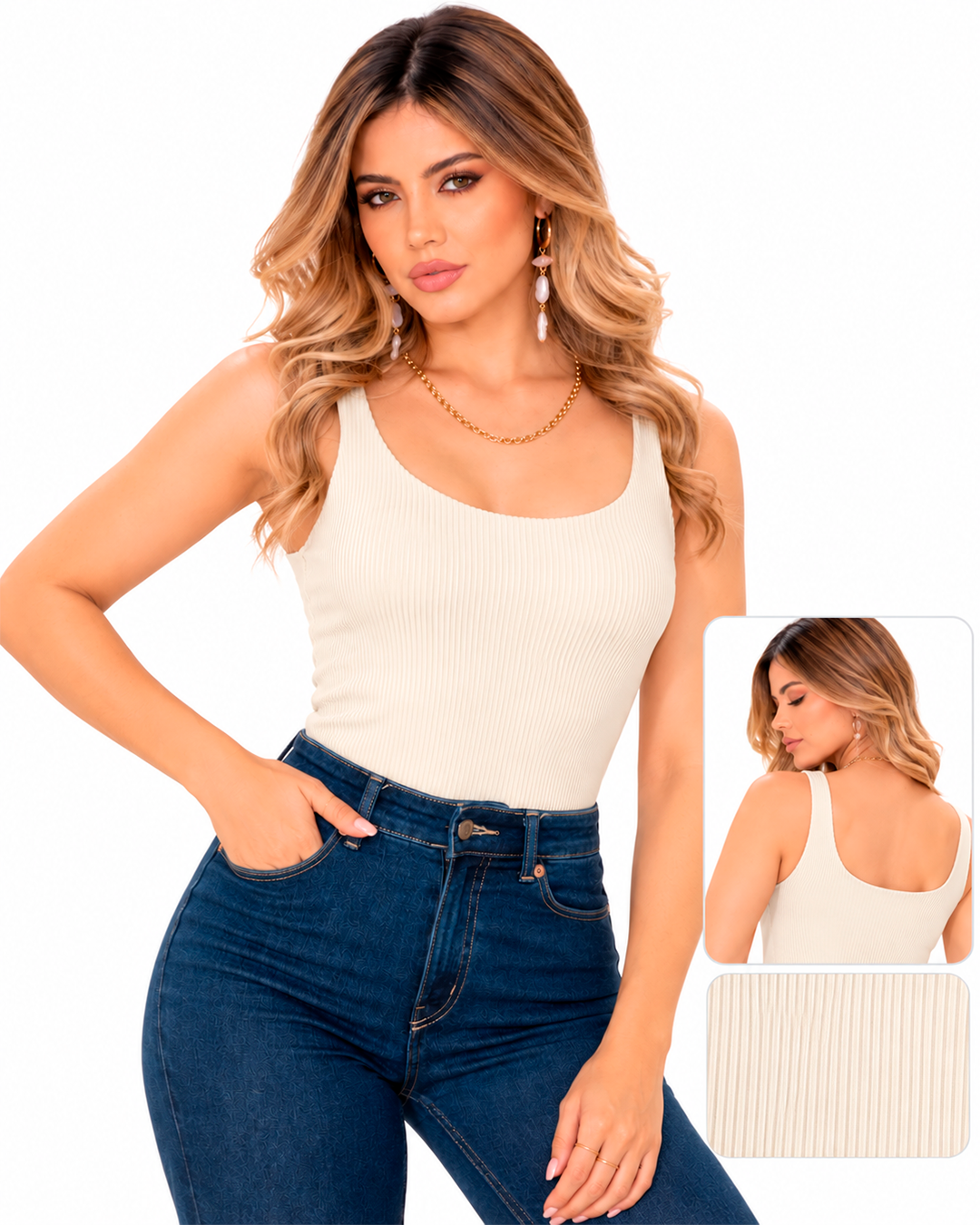 Body Acanalado Mujer Escote Redondo Ref 4760