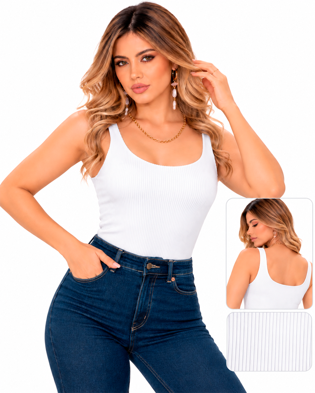 Body Acanalado Mujer Escote Redondo Ref 4760