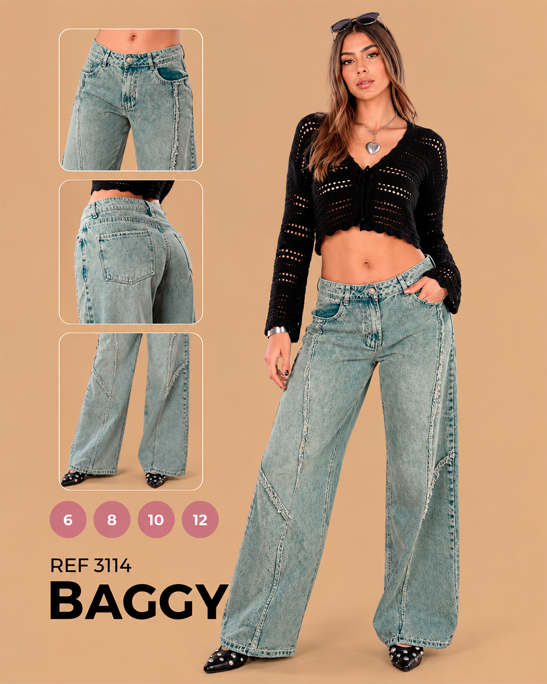Baggy Tiro Bajo Con Costuras Deshilachadas Ref 3114
