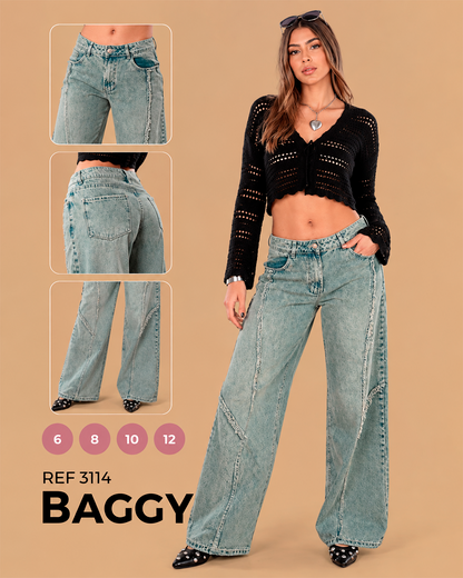 Baggy Tiro Bajo Con Costuras Deshilachadas Ref 3114