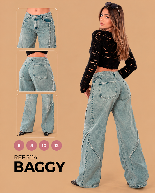 Baggy Tiro Bajo Con Costuras Deshilachadas Ref 3114