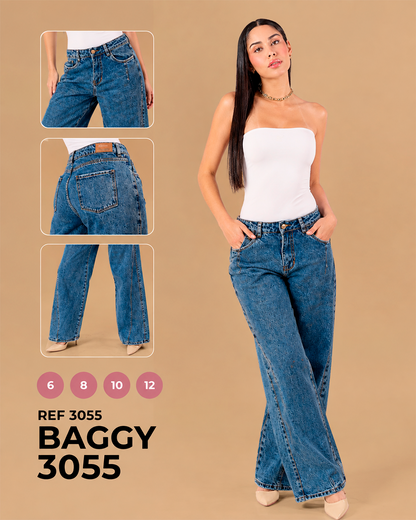 Baggy Texturizado con Grabado Floral Ref 3055