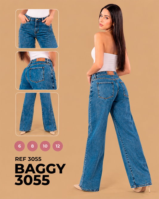 Baggy Texturizado con Grabado Floral Ref 3055