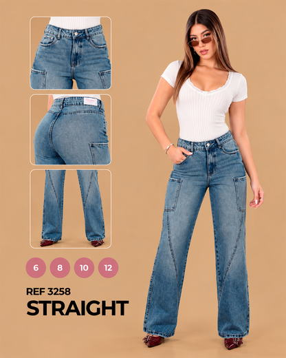 Straight Cargo con Bolsillos Laterales Ref 3258