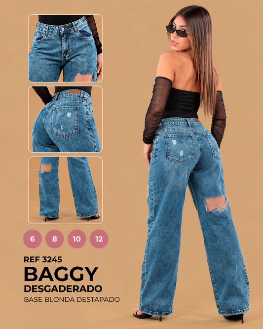 Baggy Desgarrado con Rotos y Base de Blonda Ref 3245