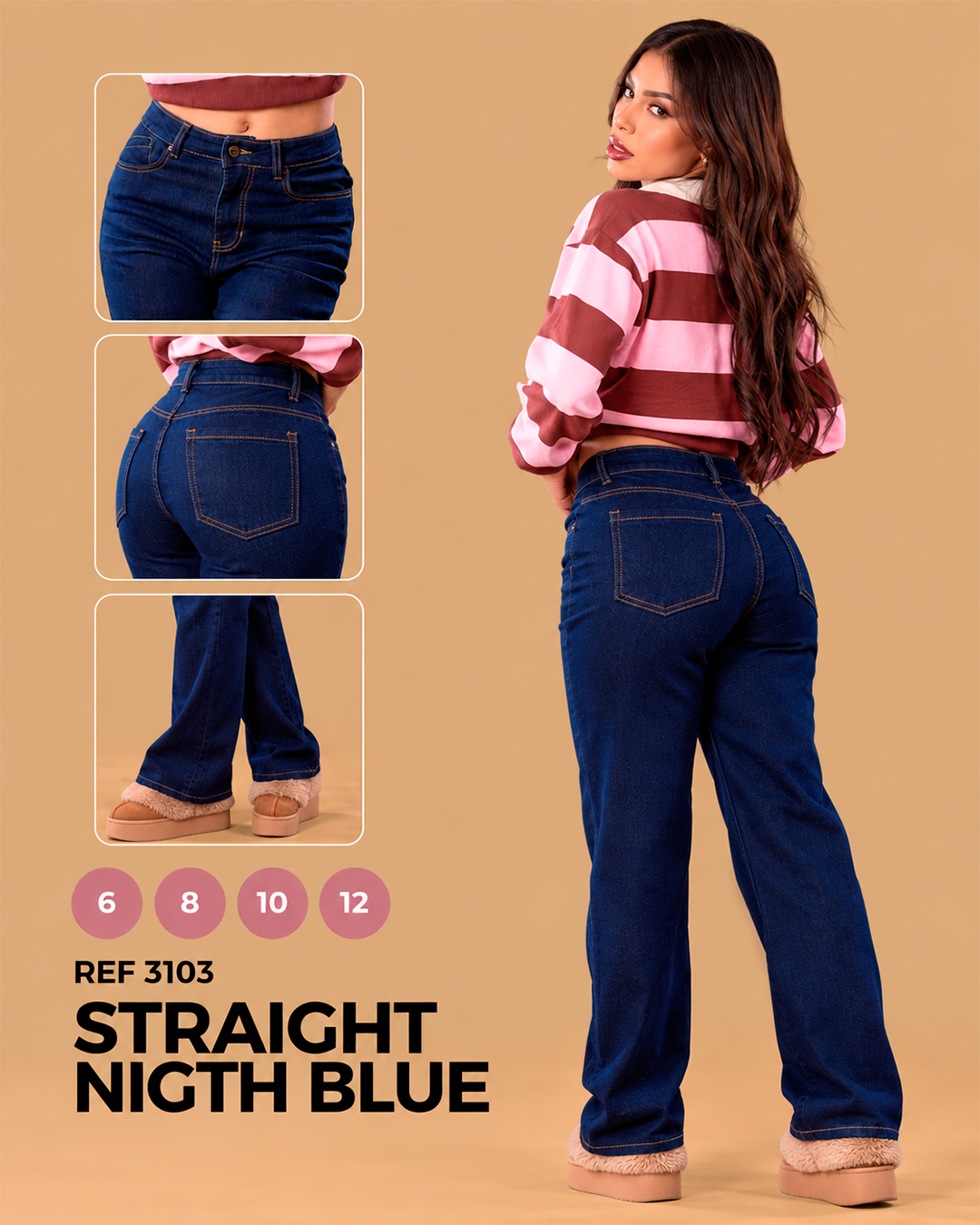Straight Night Blue Azul Oscuro Tiro Alto