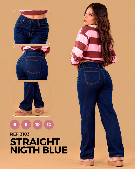 Straight Night Blue Azul Oscuro Tiro Alto