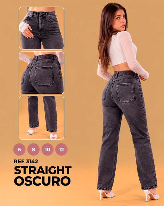 Recto Straight Tiro Alto Gris Oscuro Ref 3142