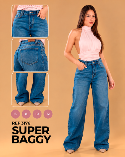 Super Baggy Azul Medio de Pierna Extra Ancha Ref 3176