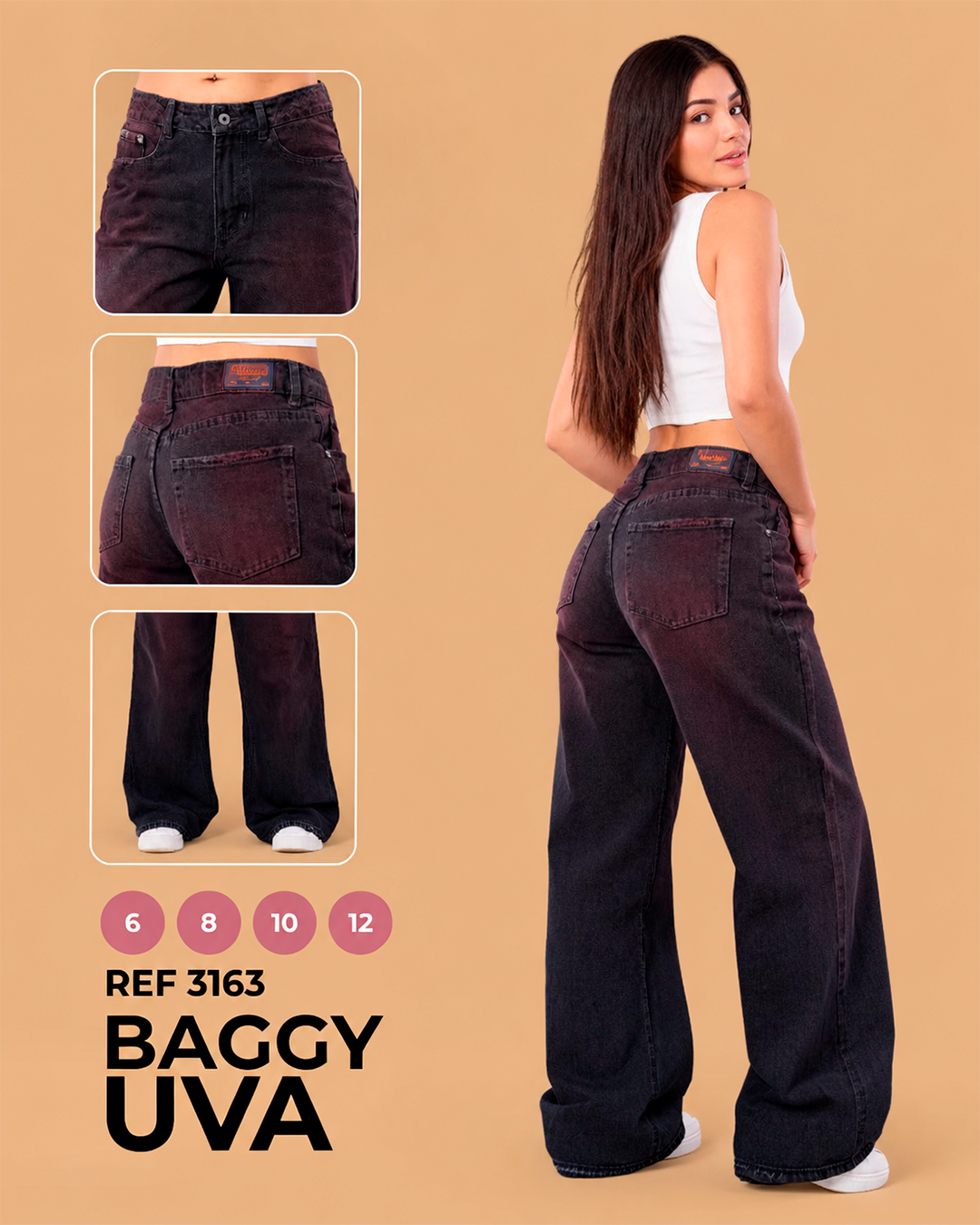 Baggy Uva con Lavado Degradado Morado Ref 3163