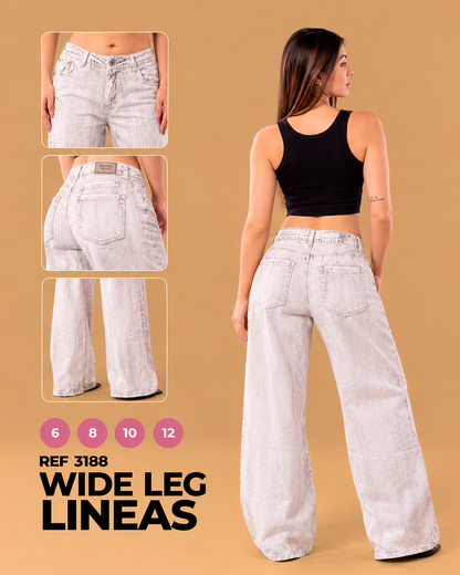 Wide Leg Crudo con Líneas Verticales Ref 3188