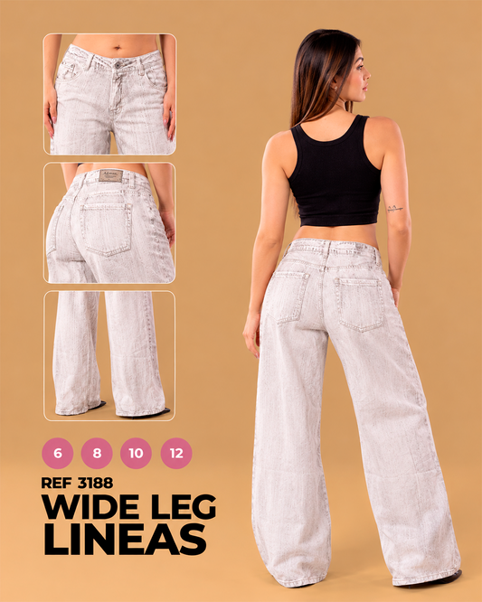 Wide Leg Crudo con Líneas Verticales Ref 3188