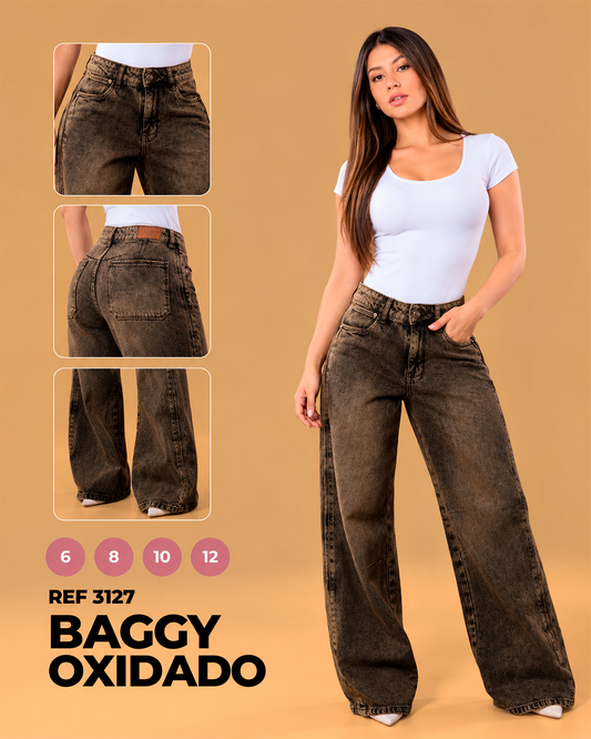 Baggy Oxidado Café con Textura Grabada Ref 3127