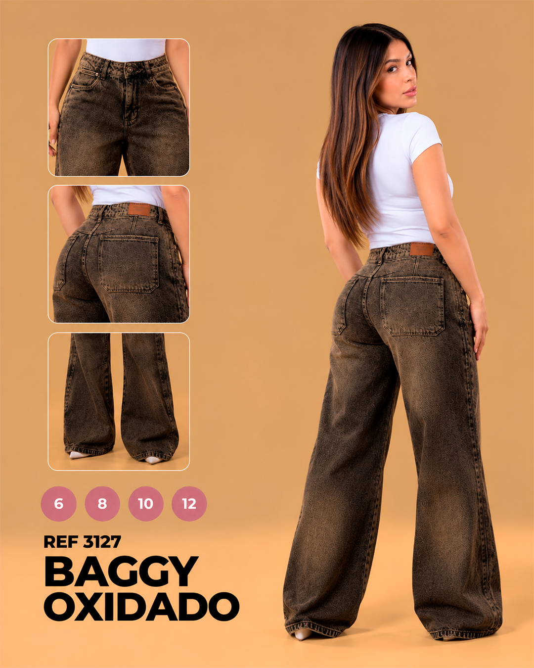 Baggy Oxidado Café con Textura Grabada Ref 3127