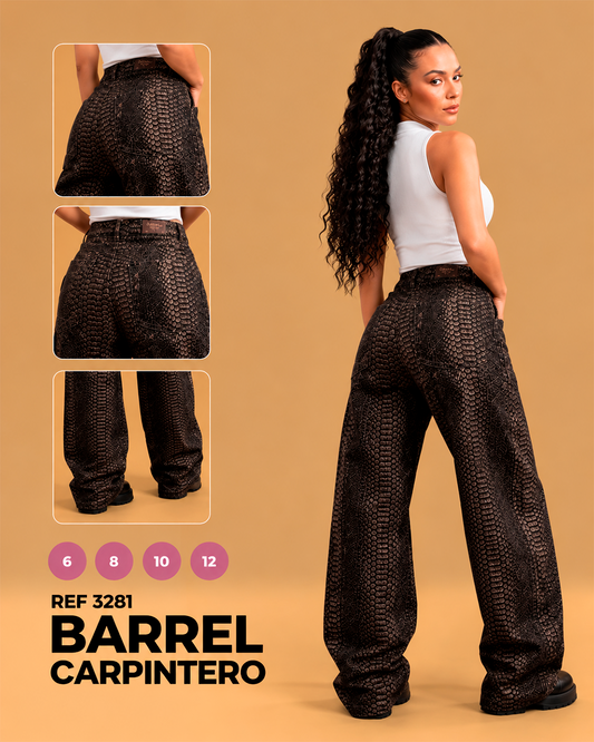 Barrel Carpintero Estampado Reptil