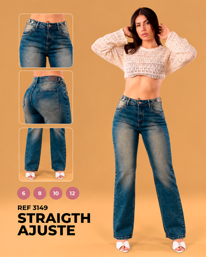 Straight con Ajuste en la Cintura y Lavado Vintage