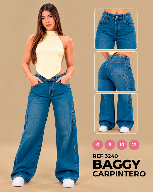 Baggy Carpintero Azul con Bolsillos Laterales