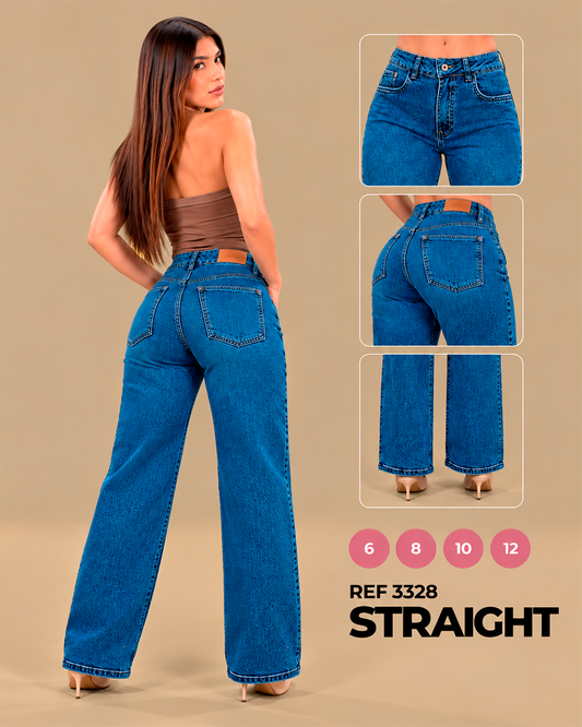 Straight Azul Medio con Textura Grabada